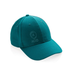 Boné de algodão reciclado de 6 painéis e rastreador AWARE™ 280 g/m2 cor verde vista com logo