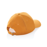 Boné de algodão reciclado de 6 painéis e rastreador AWARE™ 280 g/m2 cor cor-de-laranja quinta vista