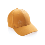 Boné de algodão reciclado de 6 painéis e rastreador AWARE™ 280 g/m2 cor cor-de-laranja vista com logo