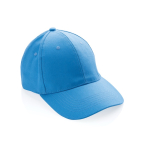 Boné de algodão reciclado de 6 painéis e rastreador AWARE™ 280 g/m2 cor azul-claro sétima vista