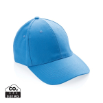 Boné de algodão reciclado de 6 painéis e rastreador AWARE™ 280 g/m2 cor azul-claro