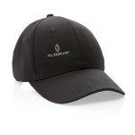 Boné de algodão reciclado de 6 painéis e rastreador AWARE™ 280 g/m2 vista com logo