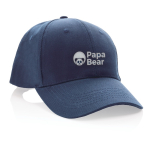 Boné de algodão reciclado de 6 painéis e rastreador AWARE™ 280 g/m2 vista com logo