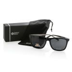 Óculos de sol ecológicos polarizados com proteção UV400 Swiss Peak cor preto vista com caixa