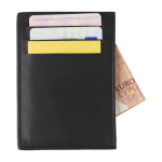 Porta-cartões de pele de cabra com 3 bolsos de lado e um principal cor preto segunda vista