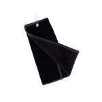 Toalha de algodão absorvente com mosquetão de transporte 40 x 50 cm cor preto primeira vista