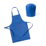 Conjunto de avental e chapéu de cozinha de non-woven para crianças cor azul segunda vista