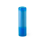Bálsamo labial com FPS 15 em estojo de cores translúcidas cor azul-claro primeira vista