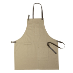 Avental de algodão canvas com vários bolsos 340 g/m2 cor caqui primeira vista