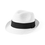 Chapéu ajustável no interior com fita preta para personalizar cor branco primeira vista
