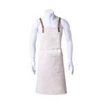 Avental de algodão canvas com tiras de polipele ajustáveis 340 g/m2 cor branco-sujo