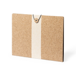 Pasta com exterior de cortiça para personalizar e fecho elástico cor natural segunda vista