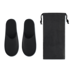 Chinelos de poliéster com logótipo para hotel Roomie cor preto segunda vista