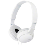 Auriculares com cabo Sony On-Ear com som equilibrado cor branco vista ângulo frontal direito