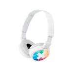 Auriculares com cabo Sony On-Ear com som equilibrado cor branco vista com impressão