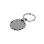 Porta-chaves redondo em metal cromado com acabamento brilhante cor prateado
