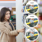 Porta-chaves metálico com moeda para carrinho de supermercado cor prateado