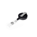 Porta-cartões retrátil em plástico com clip para uso profissional cor preto