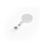 Porta-cartões retrátil em plástico com clip para uso profissional cor branco