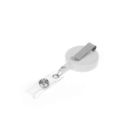 Porta-cartões retrátil em plástico com clip para uso profissional cor branco