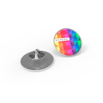 Pin metálico oval com acabamento abobadado e fecho seguro