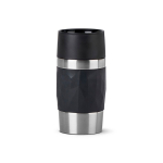 Copo térmico take away em aço inoxidável, compacto e antifugas cor preto