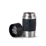 Copo térmico take away em aço inoxidável, compacto e antifugas cor preto