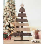 Árvore de Natal decorativa feita de madeira personalizável cor madeira vista conjunto