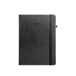 Agenda em couro sintético com suporte para caneta e planeamento semanal B5 cor preto primeira vista