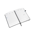 Agenda em couro sintético com suporte para caneta e planeamento semanal B5 cor preto terceira vista