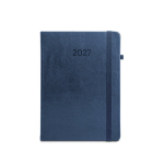 Agenda couro sintético suporte para caneta e planeamento semanal B5 cor azul primeira vista