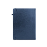Agenda B5 com capa em pele sintética resistente à água e fecho elástico cor azul segunda vista