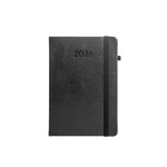 Agenda em couro sintético com suporte para caneta e planeamento diário B5 cor preto primeira vista