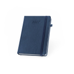Agenda couro sintético com suporte para caneta e planeamento diário B5 cor azul