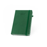 Agenda couro sintético com suporte para caneta e planeamento diário B5 cor verde-escuro