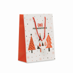 Saco-oferta de papel com motivo de Natal, tamanho médio cor branco vista principal