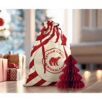 Saco-oferta natalício com fecho de cordão grande 50 x 70 cm cor vermelho segunda vista conjunto 2