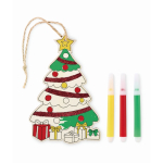 Enfeite de pendurar de Natal em árvore de madeira para colorir cor madeira segunda vista