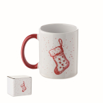 Caneca de cerâmica com motivo natalício e asa a condizer 300 ml cor vermelho