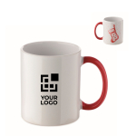 Caneca de cerâmica com motivo natalício e asa a condizer 300 ml cor vermelho vista principal