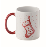 Caneca de cerâmica com motivo natalício e asa a condizer 300 ml cor vermelho