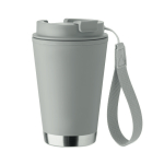 Copo de parede dupla de viagem com tira de rPET 300 ml cor cinzento oitava vista