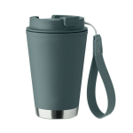Copo de parede dupla de viagem com tira de rPET 300 ml cor preto mate oitava vista