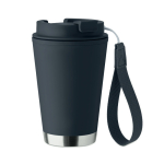 Copo de parede dupla de viagem com tira de rPET 300 ml cor azul-marinho oitava vista