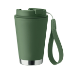 Copo de parede dupla de viagem com tira de rPET 300 ml cor verde-escuro oitava vista