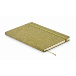 Caderno de capa dura de materiais reciclados, folhas A5 pautadas cor verde segunda vista