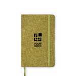 Caderno de capa dura de materiais reciclados, folhas A5 pautadas cor verde vista principal