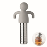 Infusor de chá de aço inoxidável com forma de homenzinho de silicone cor cinzento