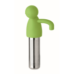 Infusor de chá de aço inoxidável com forma de homenzinho de silicone cor verde-lima terceira vista