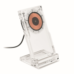 Suporte transparente para o telemóvel com carregador sem fios 15 W cor transparente